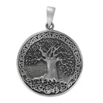 Sterling Silver Detailed Tree of Life Round Pendant